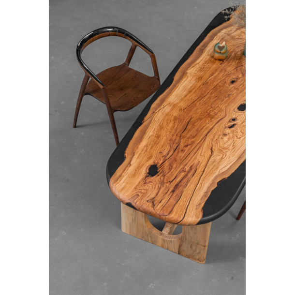 Italian Solid Olive Wood Slab w/ Grey Resin | 2.2M