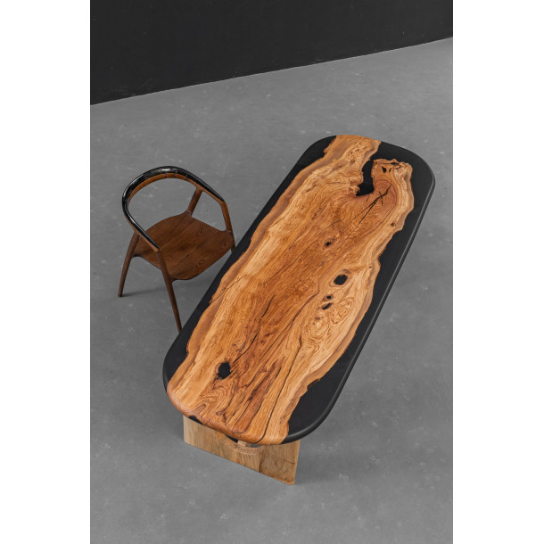 Italian Solid Olive Wood Slab w/ Grey Resin | 2.2M