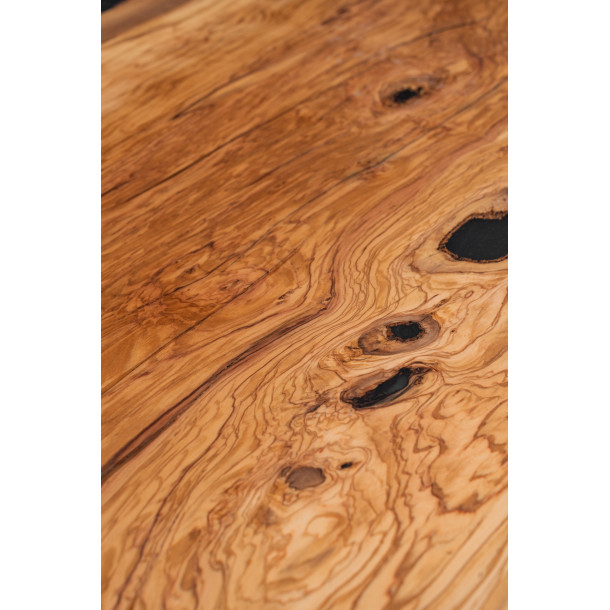 Italian Solid Olive Wood Slab w/ Grey Resin | 2.2M