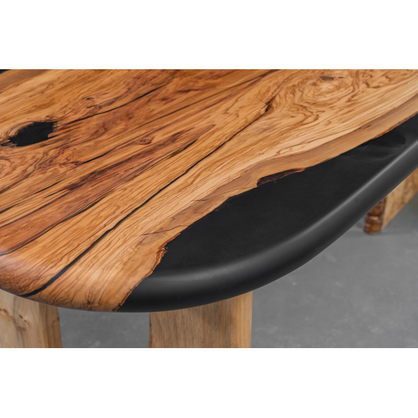 Italian Solid Olive Wood Slab w/ Grey Resin | 2.2M