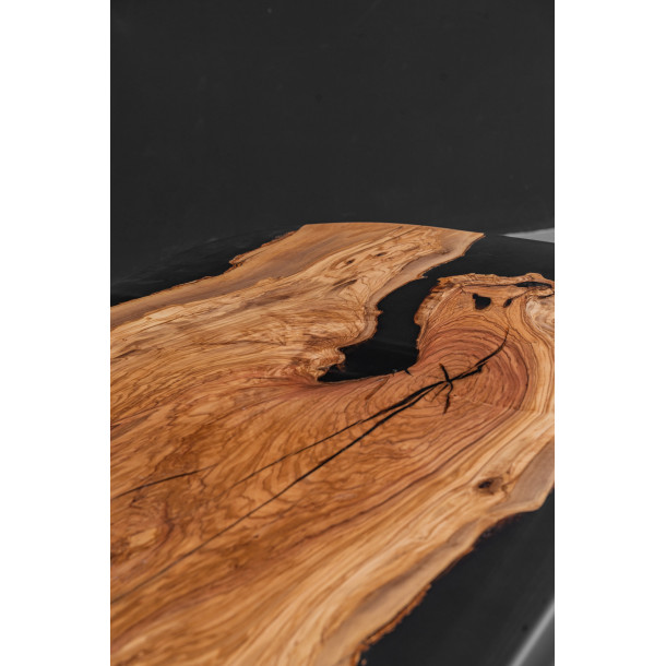 Italian Solid Olive Wood Slab w/ Grey Resin | 2.2M
