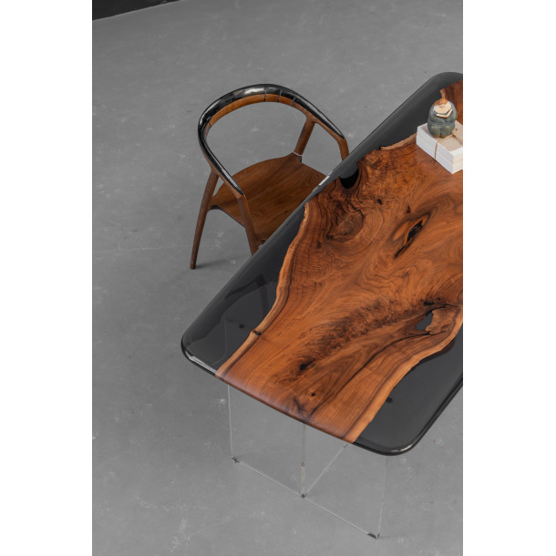 North American Solid Walnut Wood Slab w/ Grey Resin| 1.85M