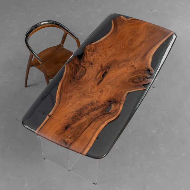 North American Solid Walnut Wood Slab w/ Grey Resin| 1.85M
