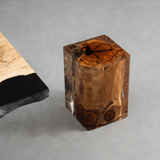 Solid Jujube Wood w/ Clear Resin Stool