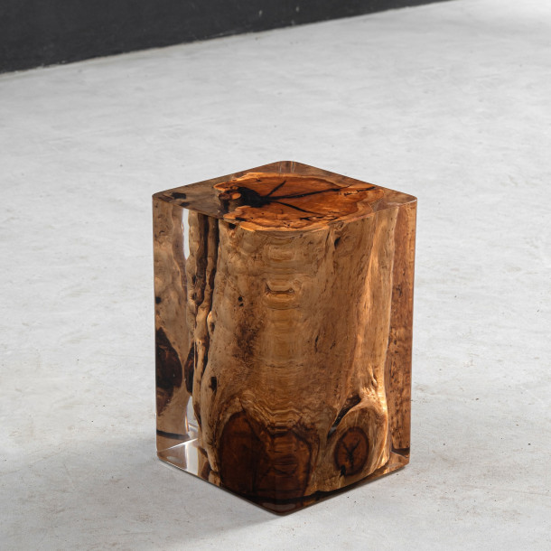 Solid Jujube Wood w/ Clear Resin Stool