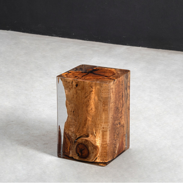 Solid Jujube Wood w/ Clear Resin Stool
