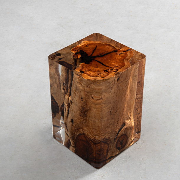 Solid Jujube Wood w/ Clear Resin Stool