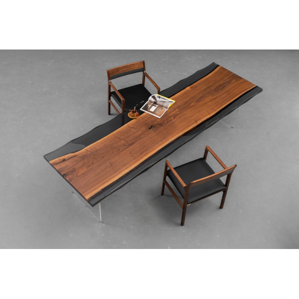 North American Solid Walnut Wood Slab w/ Grey Resin | 3M