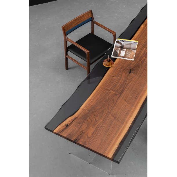 North American Solid Walnut Wood Slab w/ Grey Resin | 3M