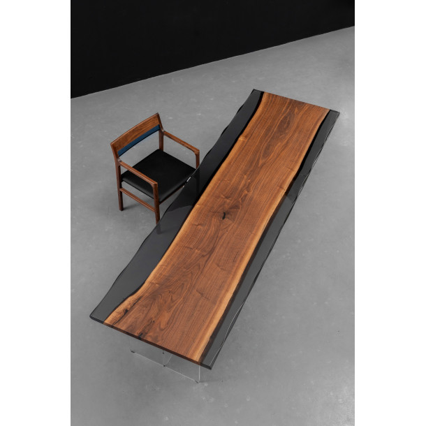 North American Solid Walnut Wood Slab w/ Grey Resin | 3M