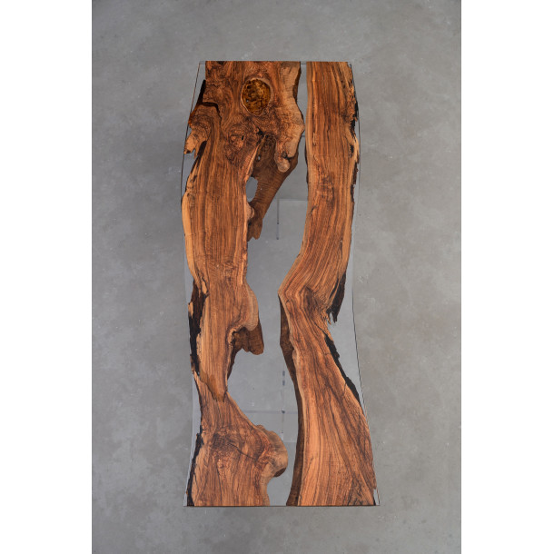 Italian Solid Olive Wood Slab w/ Clear Resin | 2.6M