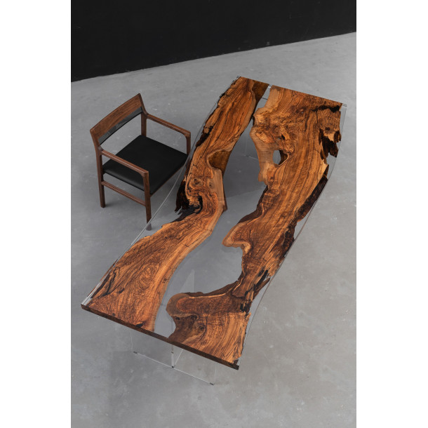 Italian Solid Olive Wood Slab w/ Clear Resin | 2.6M
