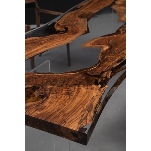 Italian Solid Olive Wood Slab w/ Clear Resin | 2.6M