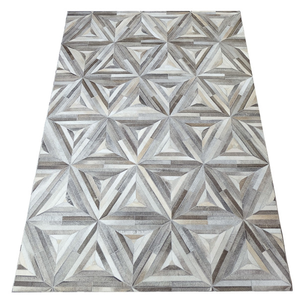 Grey Diamond Design Cowhide Rug