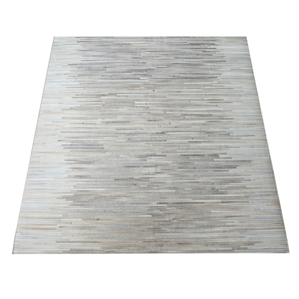 Grey Stripe Design Cowhide Rug