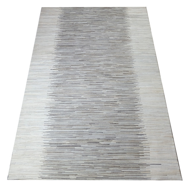 Grey Stripe Design Cowhide Rug