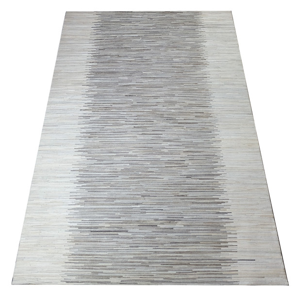 Grey Stripe Design Cowhide Rug