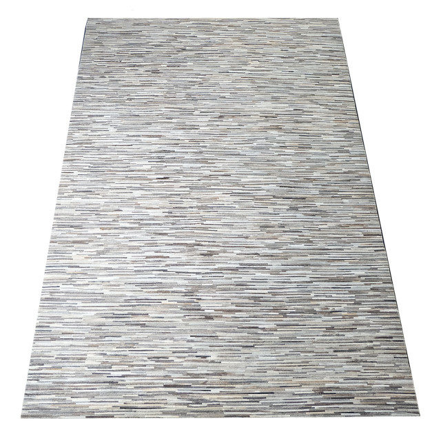 Grey Stripe Design Cowhide Rug