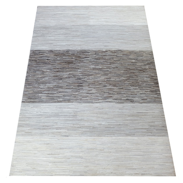 Grey Stripe Design Cowhide Rug