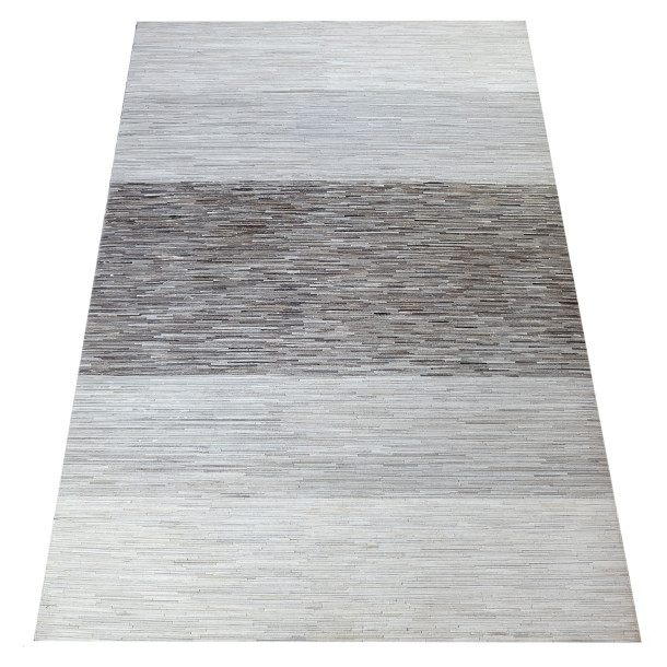 Grey Stripe Design Cowhide Rug