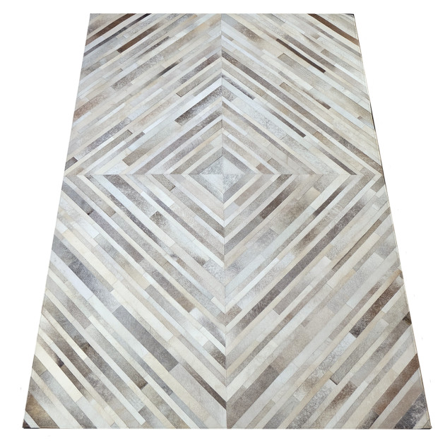 Grey Diamond Design Cowhide Rug