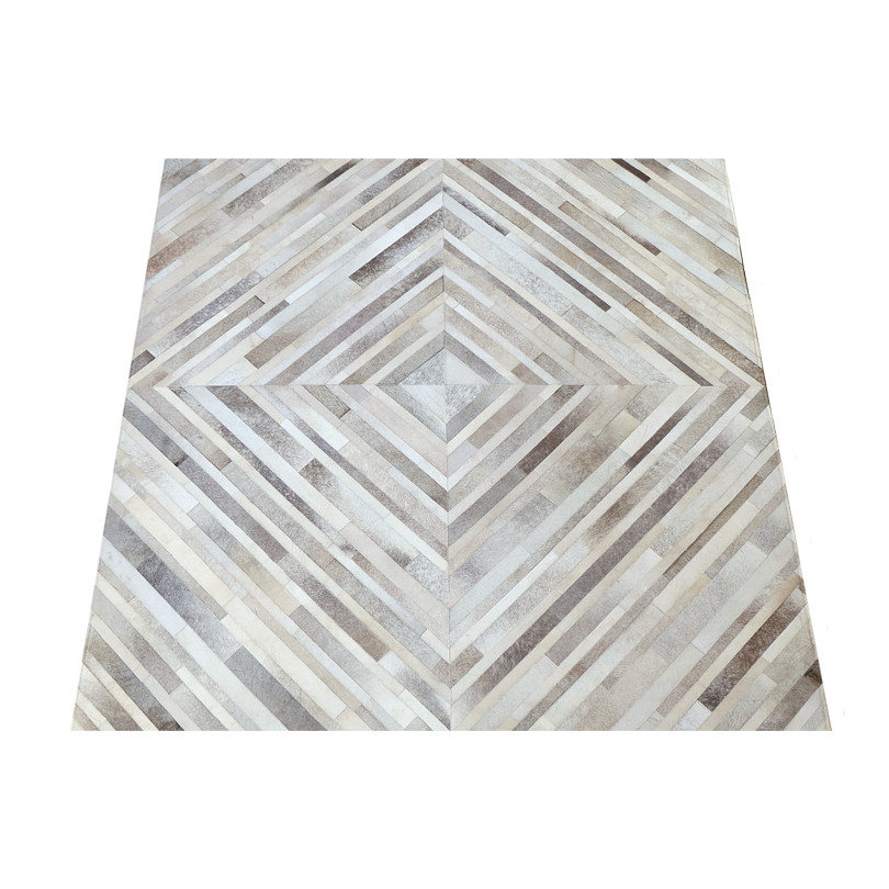 Grey Diamond Design Cowhide Rug