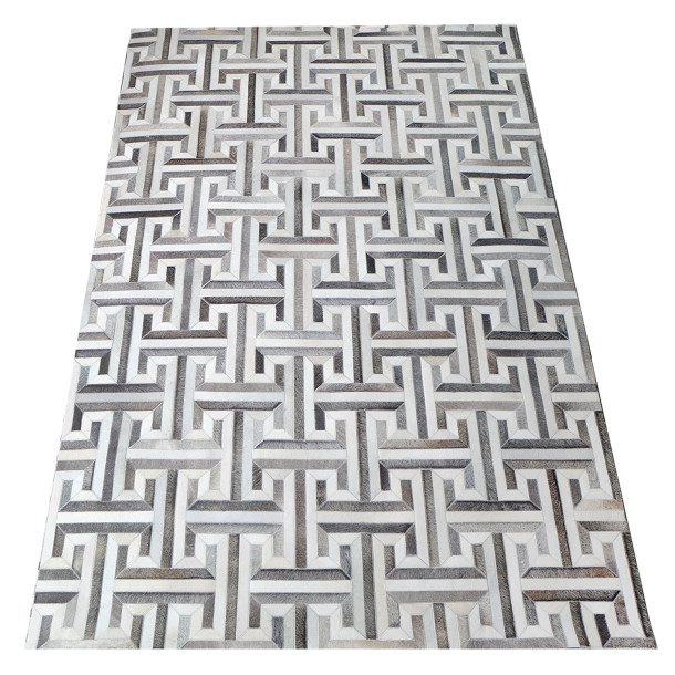 Grey Maze Design Cowhide Rug (2 x 3m)