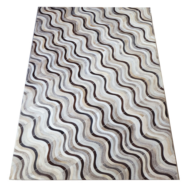 Grey Maze Design Cowhide Rug