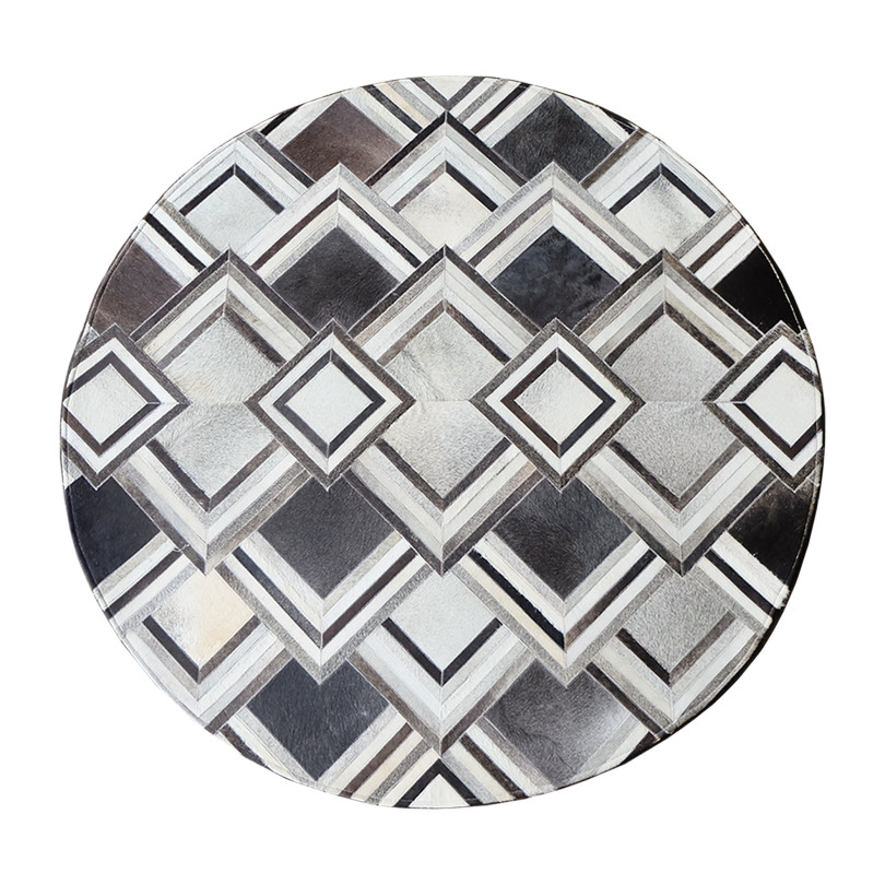 Grey Maze Design Cowhide Rug