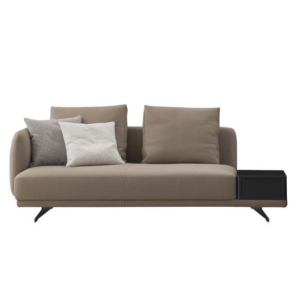 TEI-TEI Three Seater Single Arm Sofa w/ Wood Box| Leather