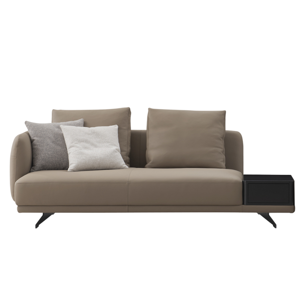 TEI-TEI Three Seater Single Arm Sofa With Wood Box | Leather