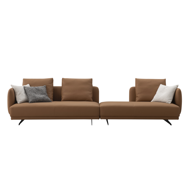 TEI-TEI Three Seater Single Arm Sofa With Wood Box | Leather