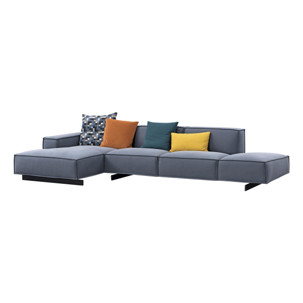 KAI-KAI Three Seater Open Arm Corner Sofa | Nubuck Leather