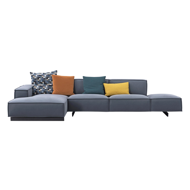 KAI-KAI Three Seater Open Arm Corner Sofa | Nubuck Leather