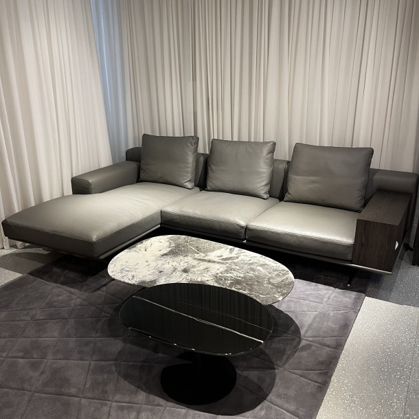 ZI-ZI Three Seater Corner Sofa w/ Wooden Arm Showroom Display